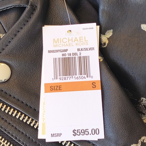 Michael Kors Leather Jacket Women's Medium Floral Biker Motorcycle Size Small - Picture 2 of 8